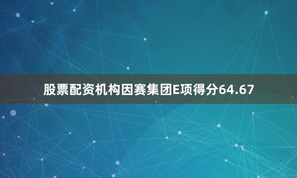 股票配资机构因赛集团E项得分64.67