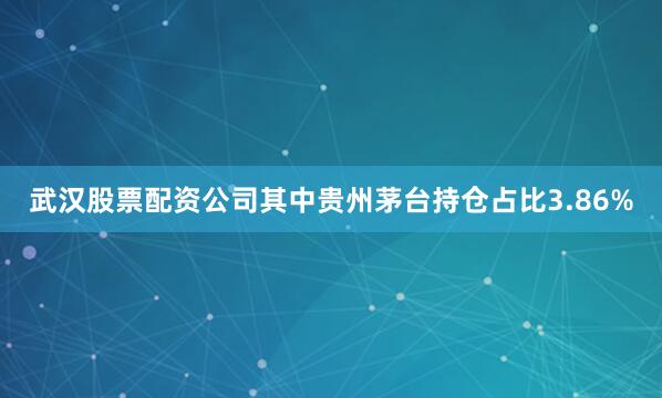 武汉股票配资公司其中贵州茅台持仓占比3.86%