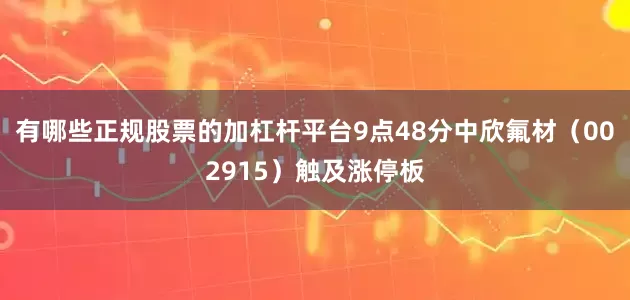 有哪些正规股票的加杠杆平台9点48分中欣氟材（002915）触及涨停板